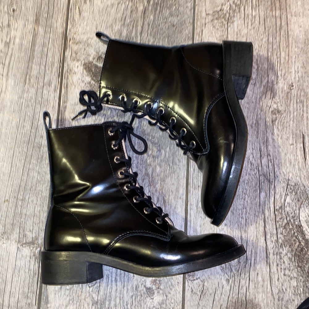 Diesel leather Combat lace up boots